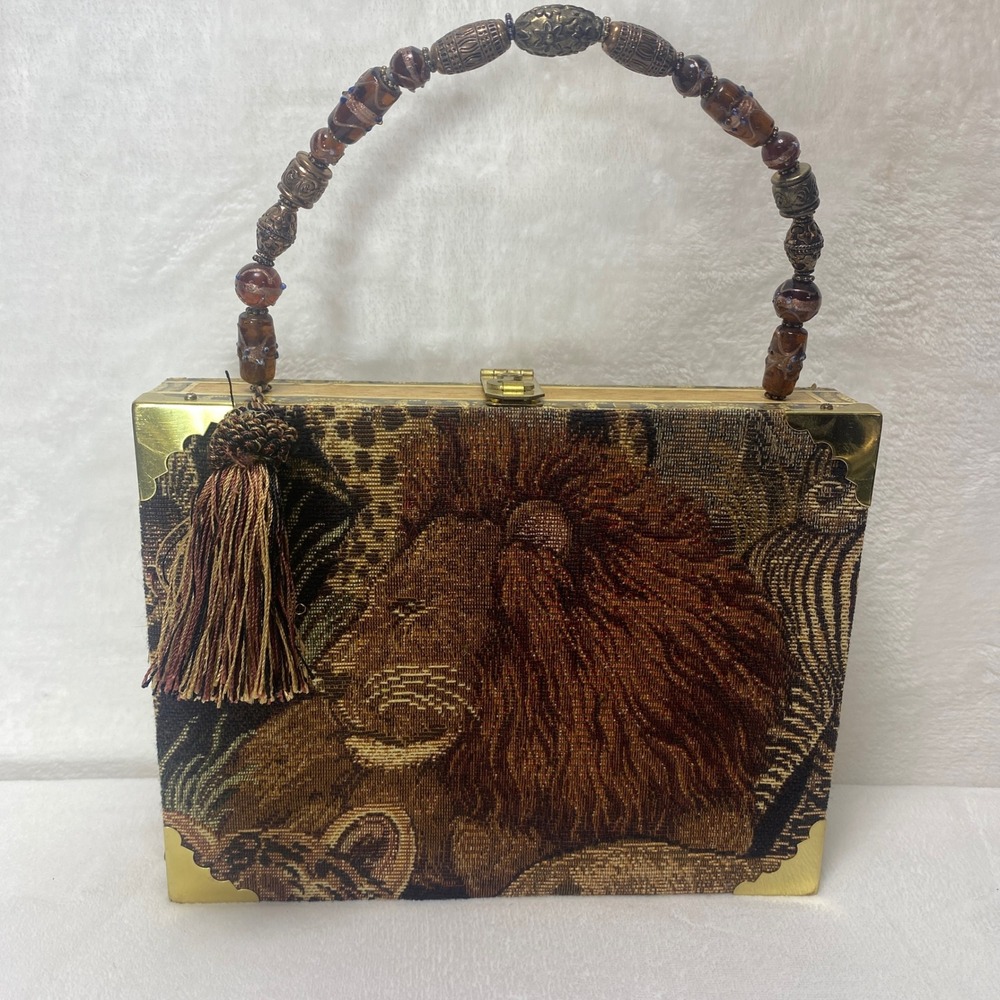 Custom Designed Purse Cigar‎ Box Arturo Fuente Handbag Lion Tapestry Tassel